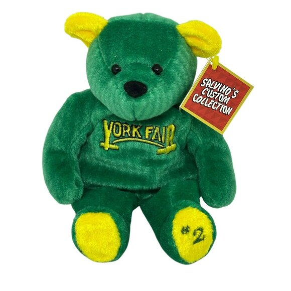 VTG Salvino’s Custom Collection York Fair Plush Teddy Bear Green & Yellow w/ Tag - Picture 1 of 7